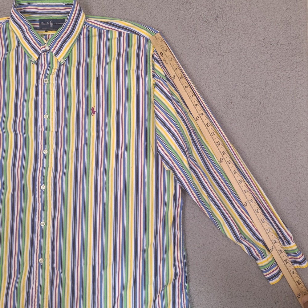 Vintage Ralph Lauren Shirt Mens XL Striped Button Classic Fit Preppy Colorful - Picture 9 of 12